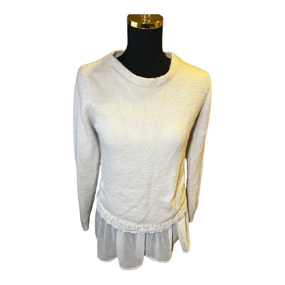 Altar'd State Cream Sweater with Lace Detail Size Small - Boho, Cottagecore